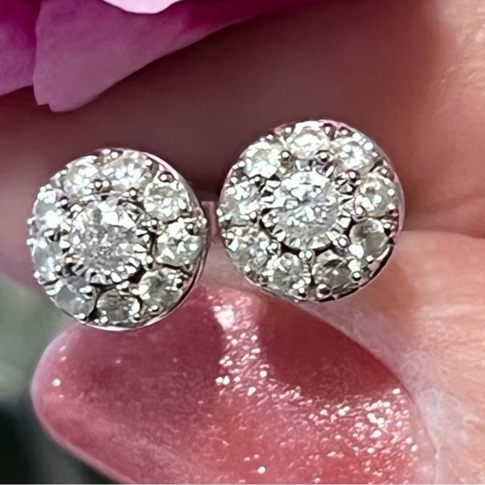 Elegant Real .50 CTW Natural Diamond Stud Earrings 10kt White Gold